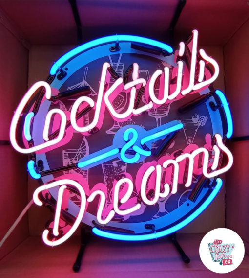 Letreiro Neon Cocktails and Dreams