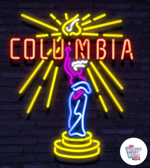 Neon Columbia auf Zeichen