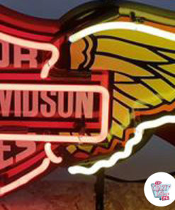 Gelbes Detailzeichen der Neon Harley Davidson Wings