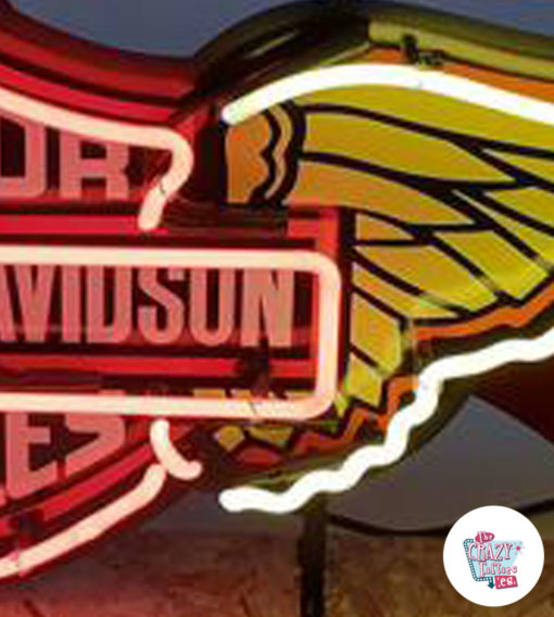 Neon Harley Davidson Wings yellow detail sign