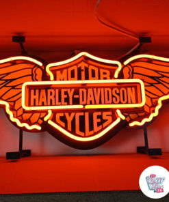 Neon Harley Davidson Wings orange sign
