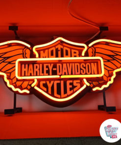 Неоновый оранжевый знак Harley Davidson Wings