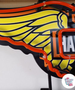 Insegna al neon di Harley Davidson Wings arancione