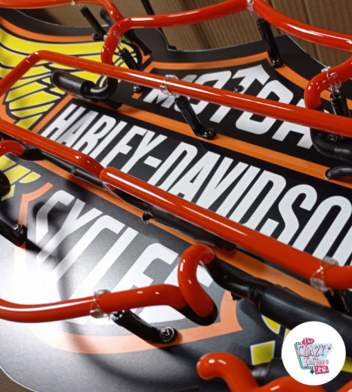 Affisch Neon Harley Davidson Wings orange-
