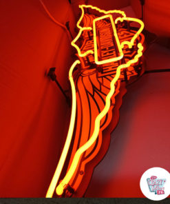 Insegna al neon di Harley Davidson Wings arancione