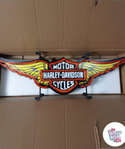 Insegna al neon di Harley Davidson Wings arancione