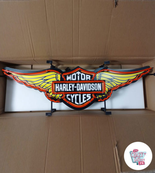 Neon Harley Davidson Wings orange skilt