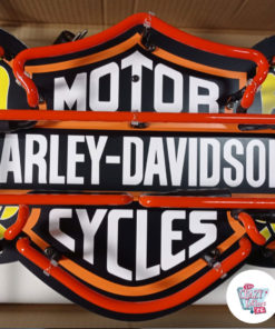 Неоновый оранжевый знак Harley Davidson Wings