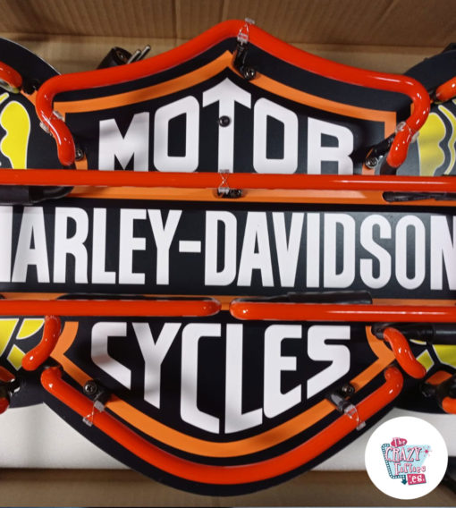 Неоновый оранжевый знак Harley Davidson Wings