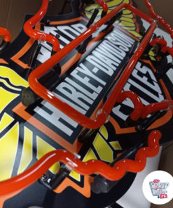 Insegna al neon di Harley Davidson Wings arancione