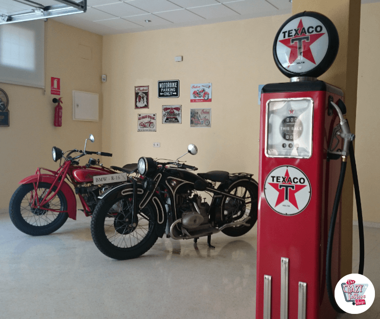 gas pump texaco and indian motorcycle