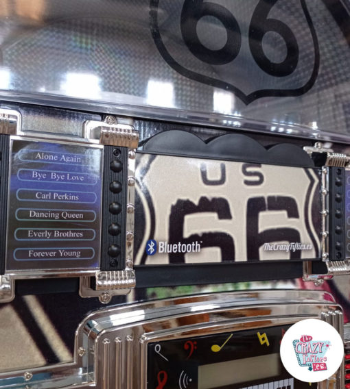 Jukebox Neon Bluetooth Route 66 Vintage détail