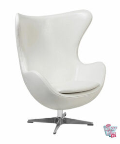 Cadeira ovo de couro ecológico branco