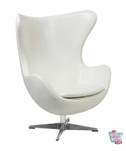 Egg Chair aus weißem EcoLeather