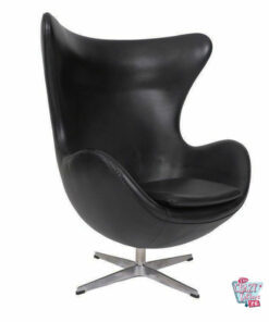 Egg Chair aus schwarzem EcoLeather