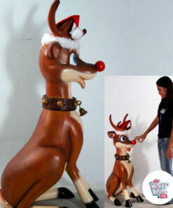 Figur Julepynt Rensdyr Rudolf Siddende 1 meter