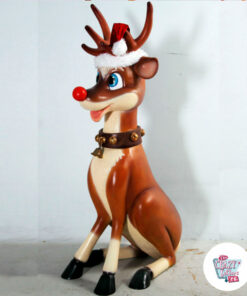 Figura Decoración Navidad Reno Rudolf Sentado lado