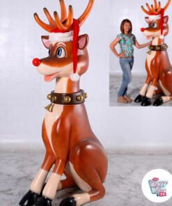 Figura Decoración Navidad Reno Rudolf Sentado 2 metros