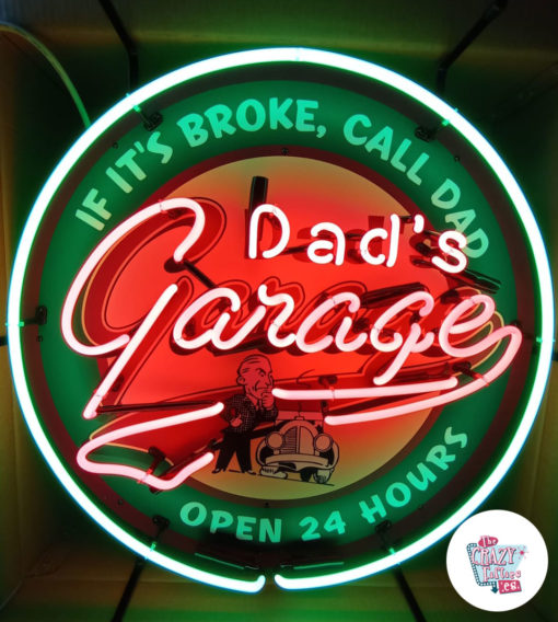 Cartel Neon Dad's Garage