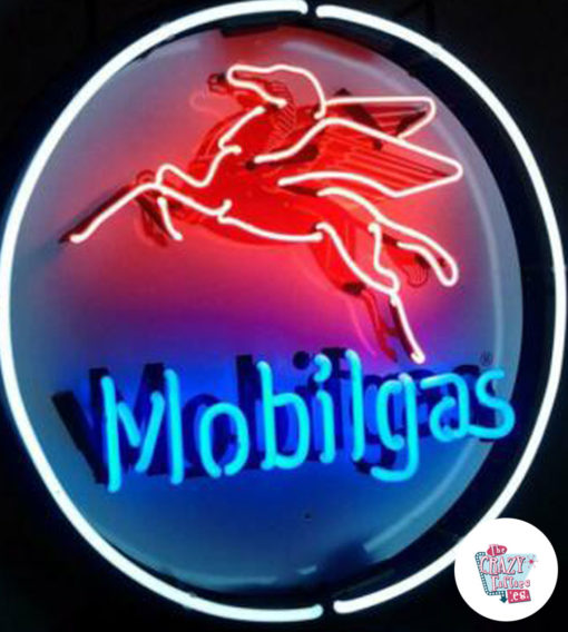 Neon MobilGas på skilt