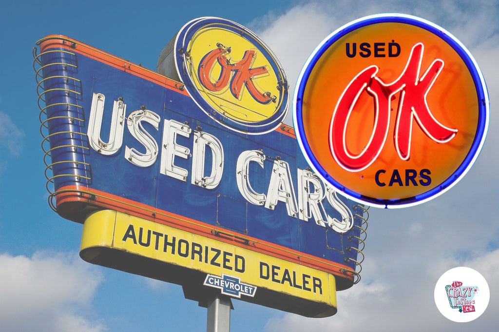 Poster dimostrativo di Neon OK Used Cars