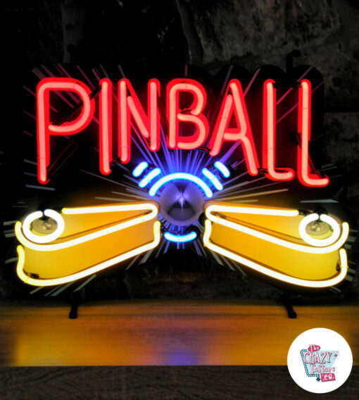 Cartel Neon Pinball encendido