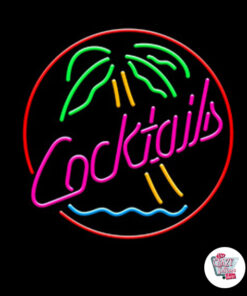 Cocktails au néon avec palmier Poster