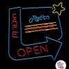 Cartel Neon Retro Diner Cafe Open