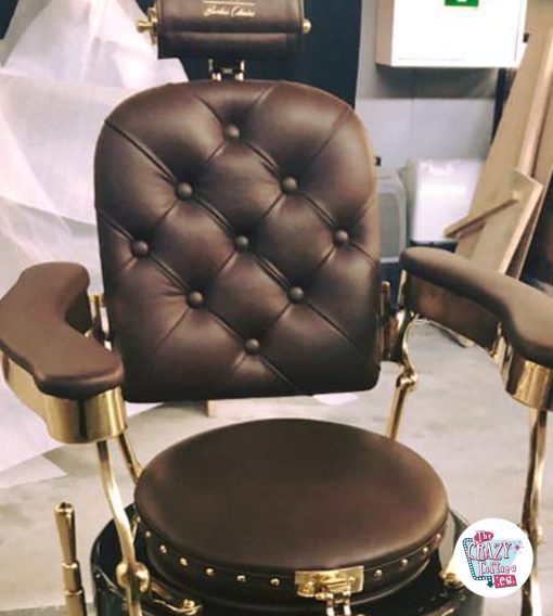 Barber Chair Retro Classic Lux Gold capitoné back