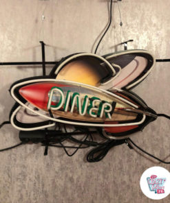 Neon Diner Rocket Space poster off