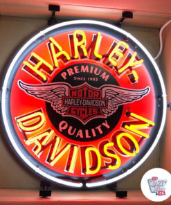 Círculo de néon Harley-Davidson no sinal