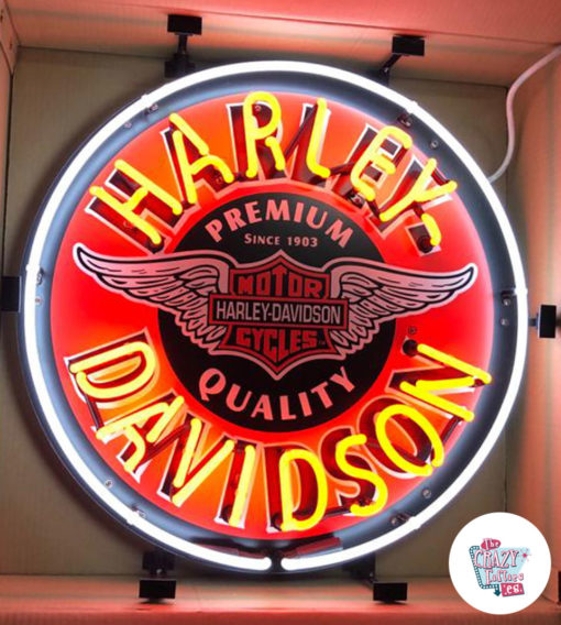 Neon Harley-Davidson Circle on Sign