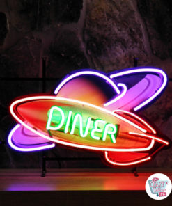 Neon Diner Rocket Space Affisch