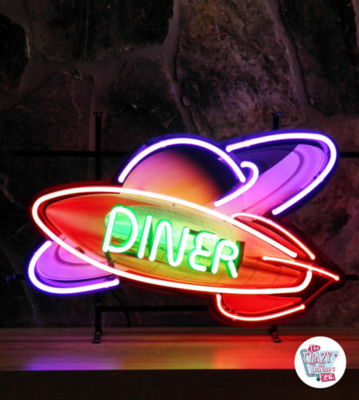 Neon Diner Rocket Space Affisch