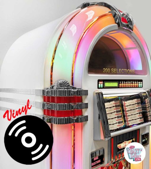 Jukebox Rock-ola Bubbler Vinyl 45 Deluxe hvit