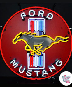 Неоновый Ford Mustang Плакат