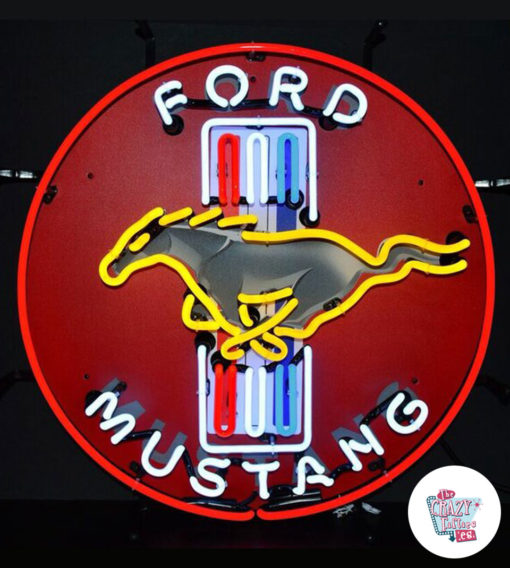 Неоновый Ford Mustang Плакат