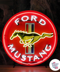 Neon Ford Mustang sarı poster