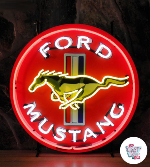 Plakat Neon Ford Mustang gelb