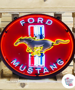 Neon Ford Mustang låda affisch