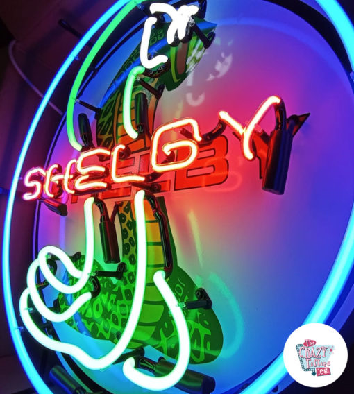 Cartel Neon Shelby Cobra red lado