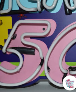 Cartel Neon Back To the 50's off detalle