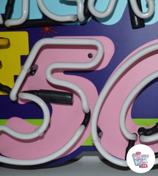 Cartel Neon Back To the 50's off detalle