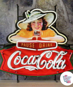 Neon Coca-Cola Pause Drink Standing Off Poster