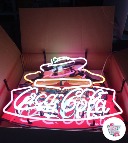 Neon Coca-Cola Pause Drink sul poster della scatola