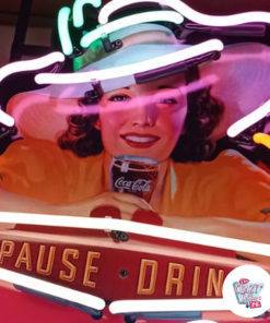 Neon Coca-Cola Pause Drik detalje plakat