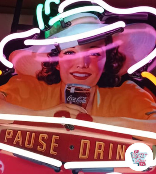 Neon Coca-Cola Pause Drink detay posteri