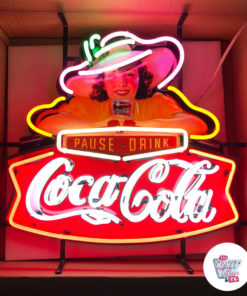 Cartel Neon Coca-Cola Pause Drink encendido