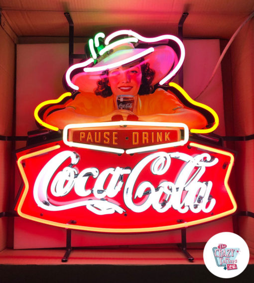 Neon Coca-Cola Pause Drink sign allumé