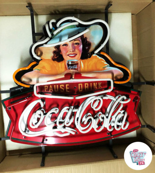 Cartel Neon Coca-Cola Pause Drink apagado